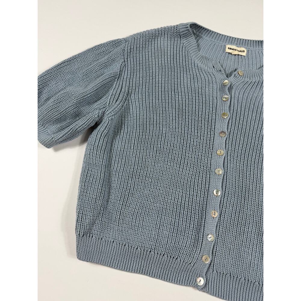Sonderhaus Coastal Cardigan Light Blue Organic Cotton Large - Picture 9 of 13
